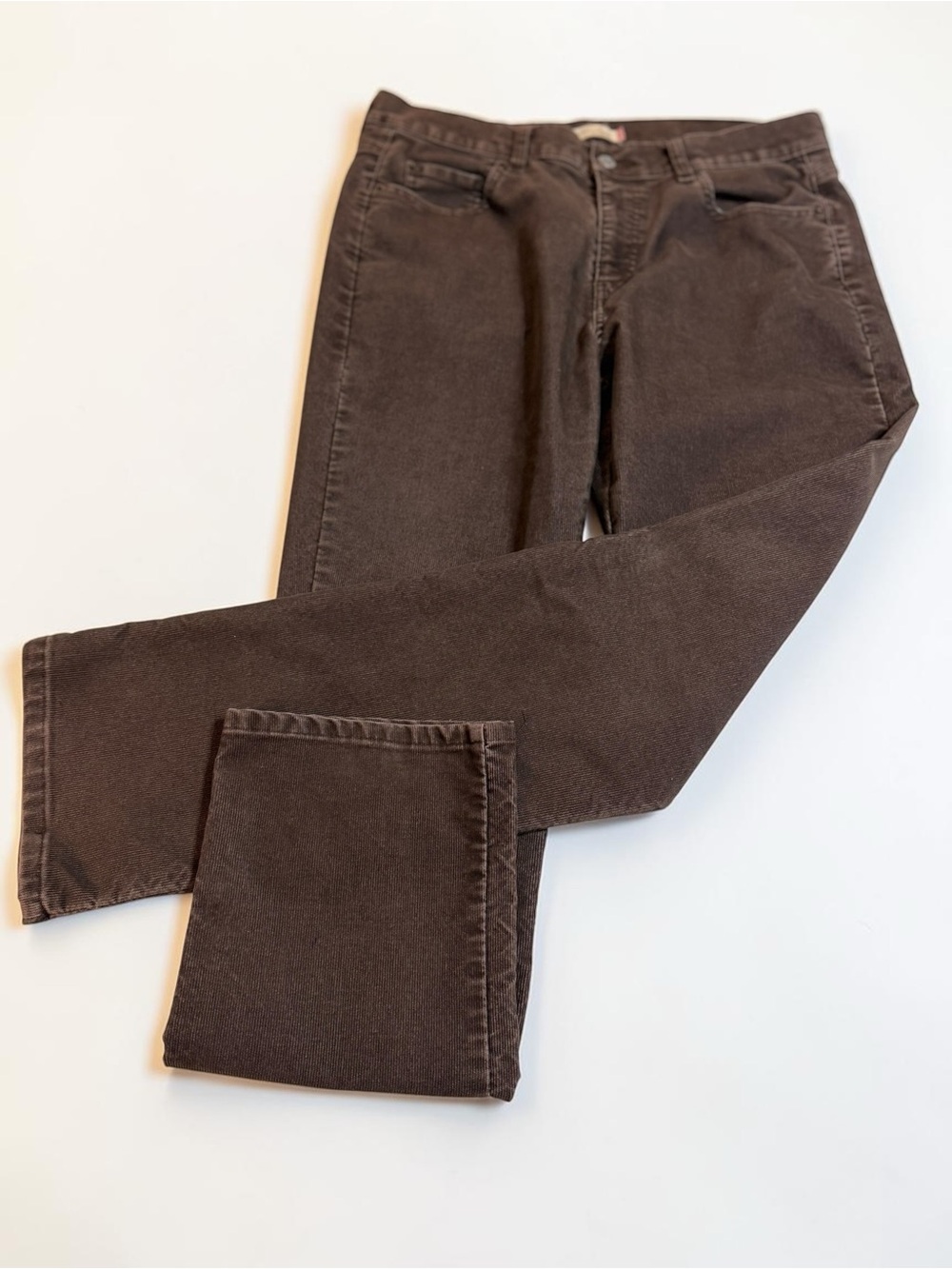 Levi's 505 Straight Leg Corduroy Pants Womens 12M Brown Stretch Bootcut